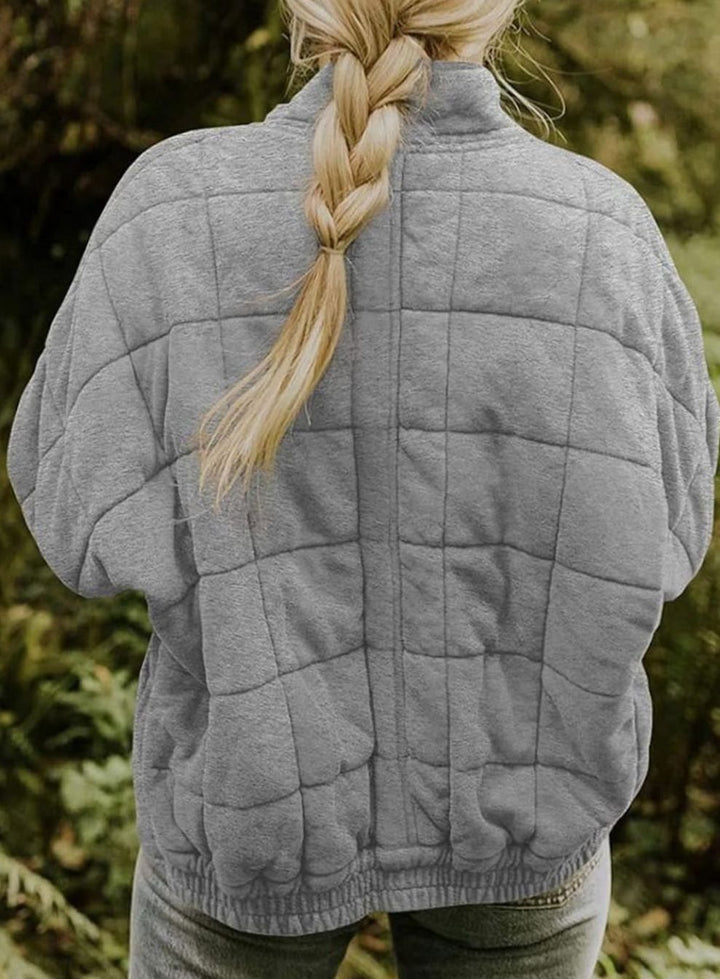 Women's Quilted Fashion Jacket Stand Collar Full-Zip
