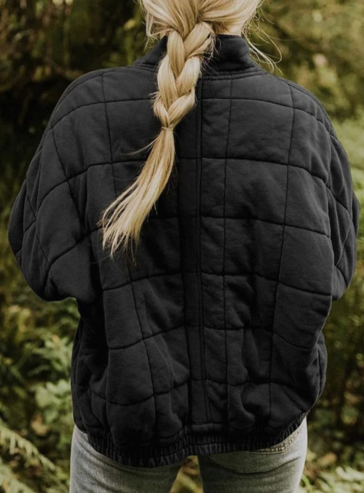Women's Quilted Fashion Jacket Stand Collar Full-Zip