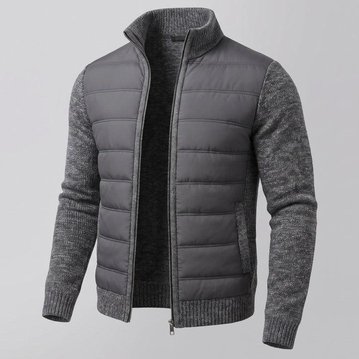 Women's Quilted Jacket Fleece-Sleeve Full-Zip Hybrid Puffer