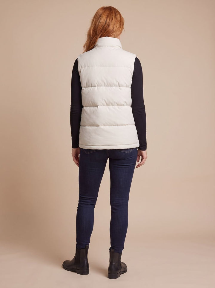 Women's Quilted Puffer Vest High Mock-Neck Flap-Pocket Sleeveless Jacket
