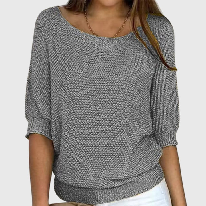 Women's Relaxed-Fit Batwing-Sleeve Knit Pullover Sweater - Gray