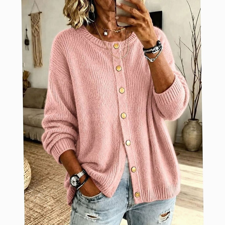 Women's Relaxed-Fit Button-Front Knit Cardigan - Pink