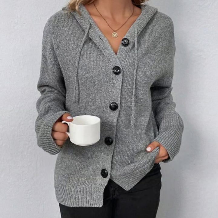 Women's Relaxed-Fit Button-Up Winter Hooded Cardigan Sweater