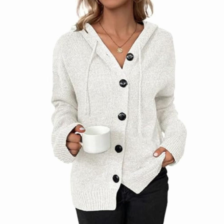 Women's Relaxed-Fit Button-Up Winter Hooded Cardigan Sweater