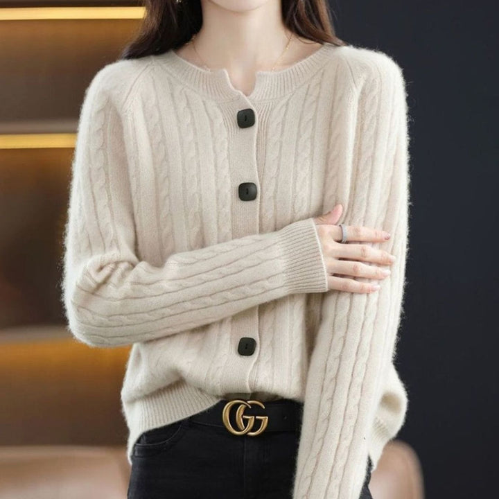 Women's Relaxed-Fit Cable-Knit Button-Up Winter Cardigan
