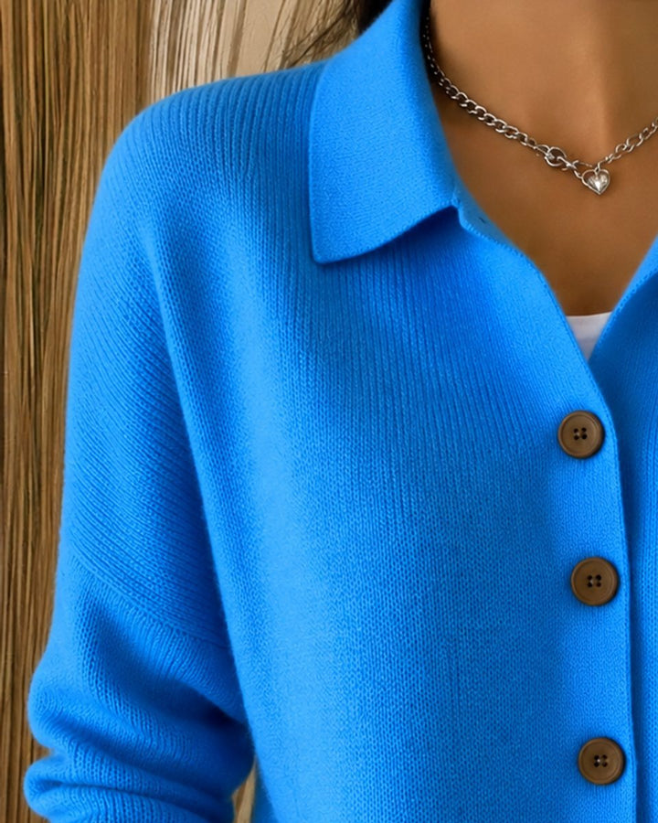 Women's Relaxed-Fit Collared Button-Up Knit Cardigan