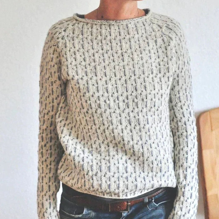 Women's Relaxed-Fit Crew Neck Long Sleeve Knit Sweater