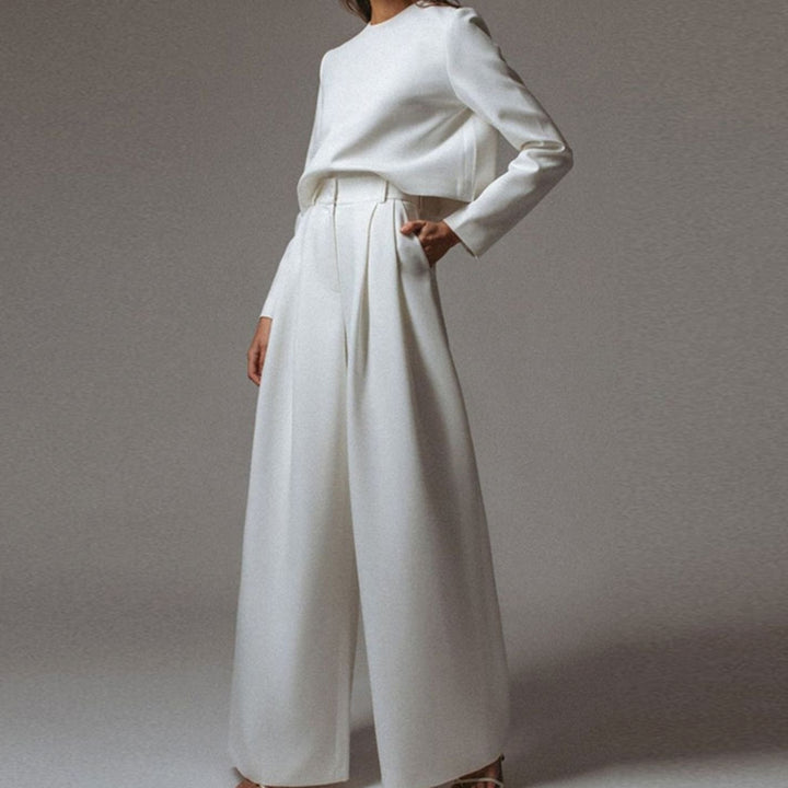 Women's Relaxed-Fit Cropped Top Wide-Leg Pants Outfit Set