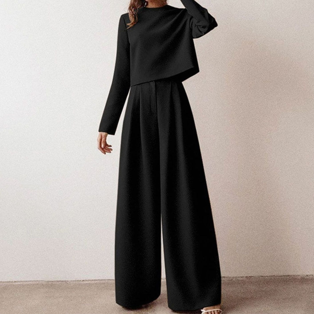 Women's Relaxed-Fit Cropped Top Wide-Leg Pants Outfit Set
