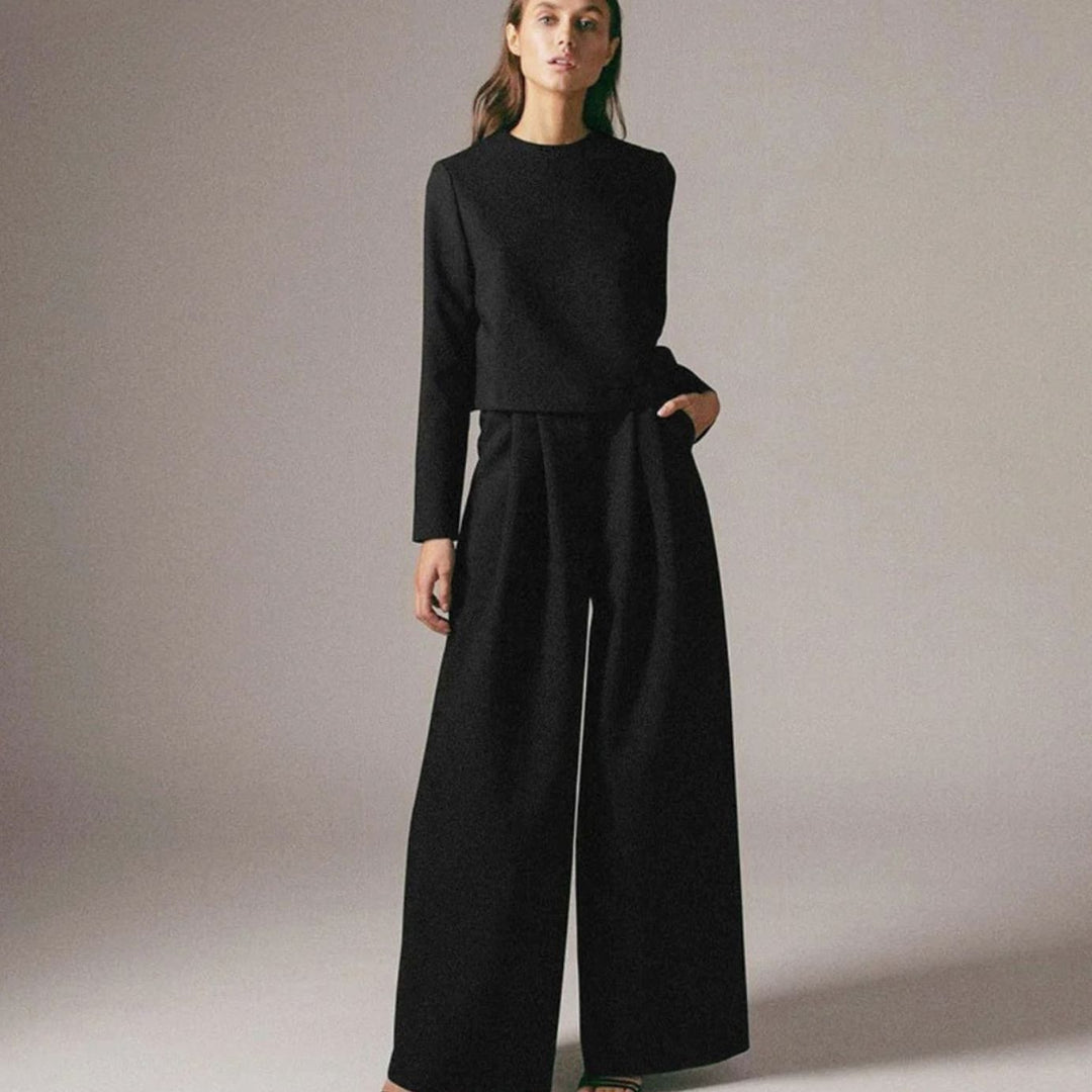 Women's Relaxed-Fit Cropped Top Wide-Leg Pants Outfit Set