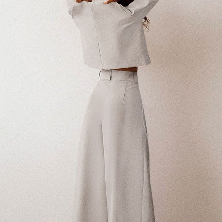 Women's Relaxed-Fit Cropped Top Wide-Leg Pants Outfit Set