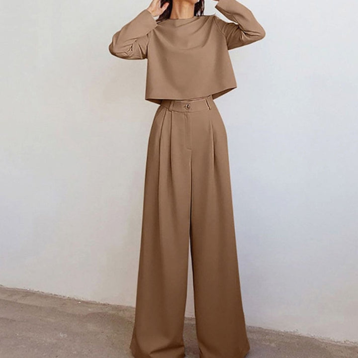 Women's Relaxed-Fit Cropped Top Wide-Leg Pants Outfit Set