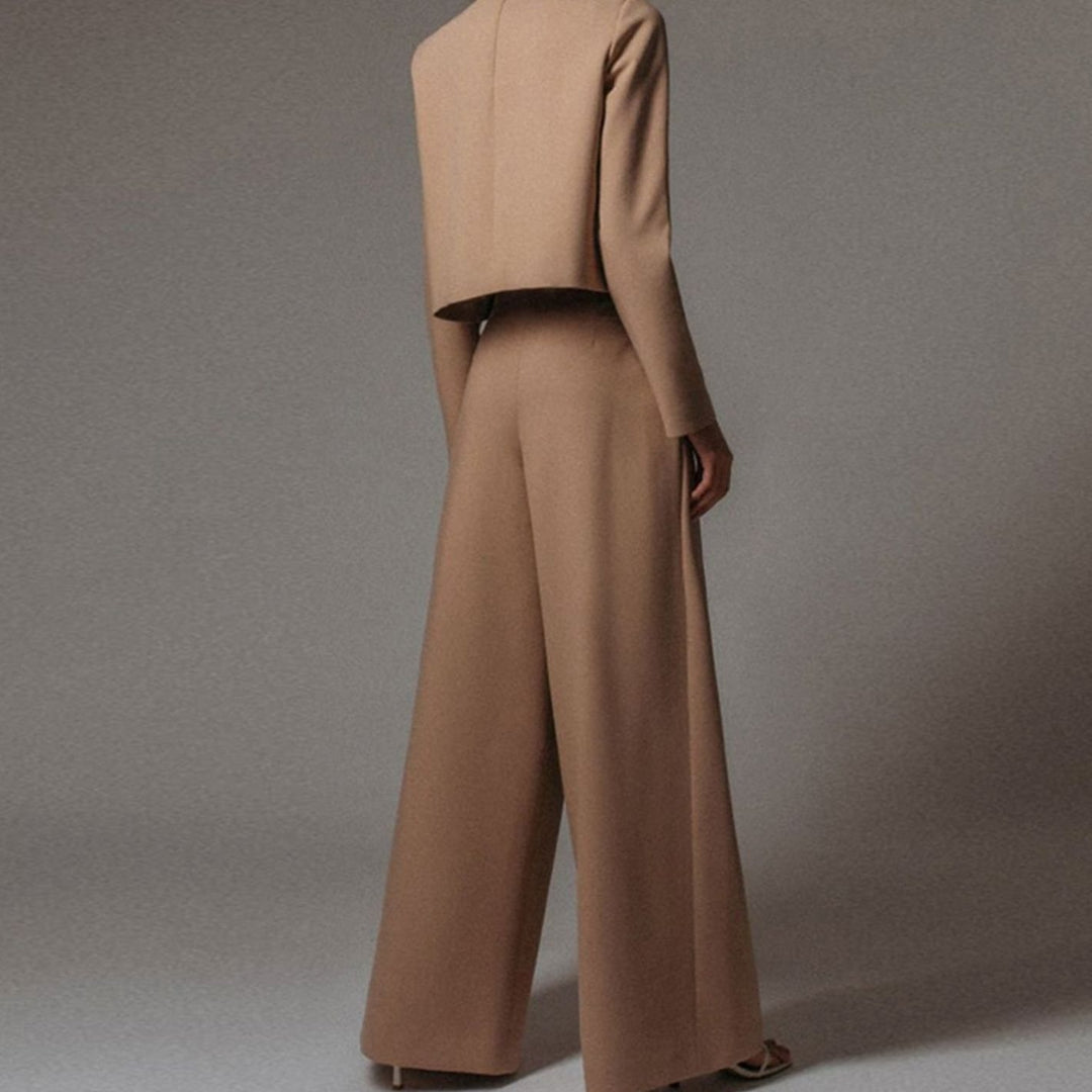 Women's Relaxed-Fit Cropped Top Wide-Leg Pants Outfit Set