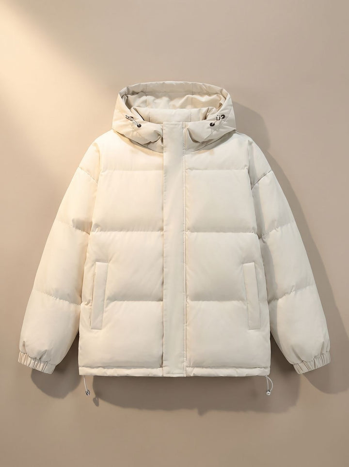 Women's Relaxed-Fit Drop-Shoulder Hooded Puffer Jacket - White
