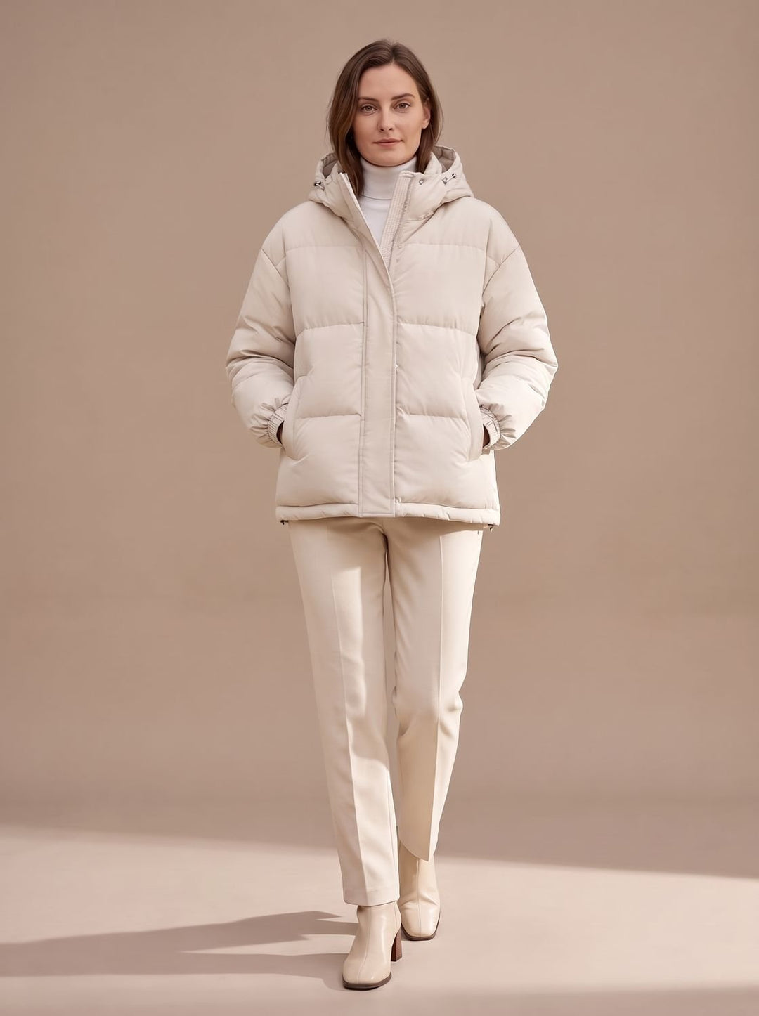 Women's Relaxed-Fit Drop-Shoulder Hooded Puffer Jacket