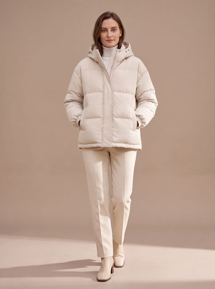 Women's Relaxed-Fit Drop-Shoulder Hooded Puffer Jacket