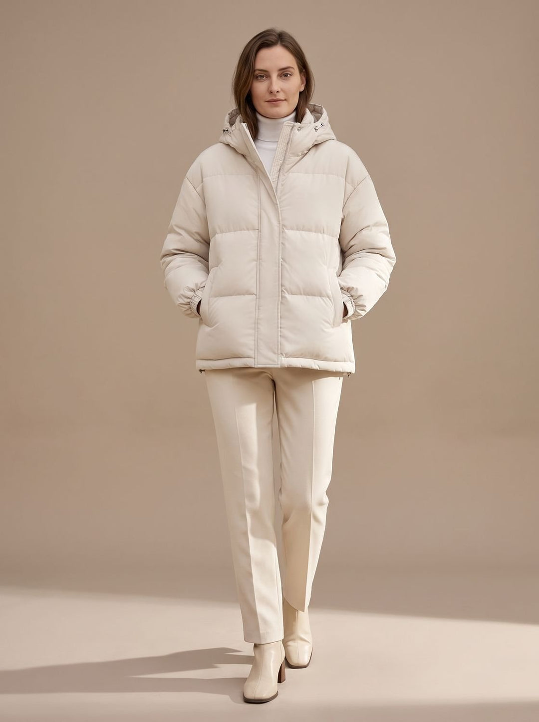 Women's Relaxed-Fit Drop-Shoulder Hooded Puffer Jacket