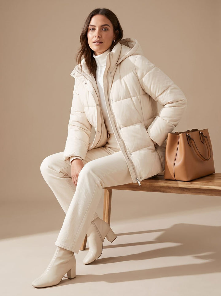Women's Relaxed-Fit Drop-Shoulder Hooded Puffer Jacket