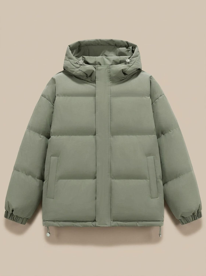 Women's Relaxed-Fit Drop-Shoulder Hooded Puffer Jacket - Green