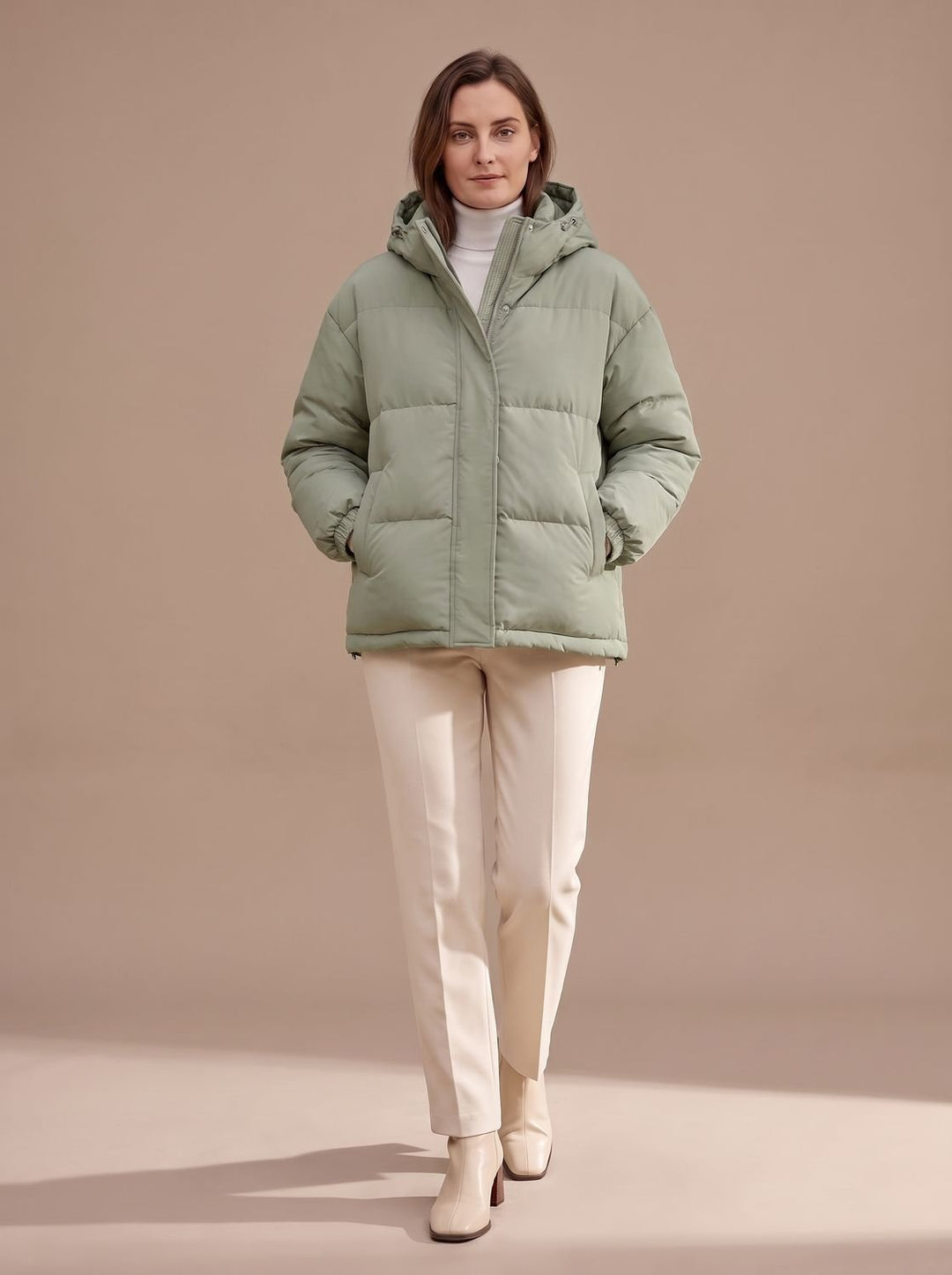 Women's Relaxed-Fit Drop-Shoulder Hooded Puffer Jacket
