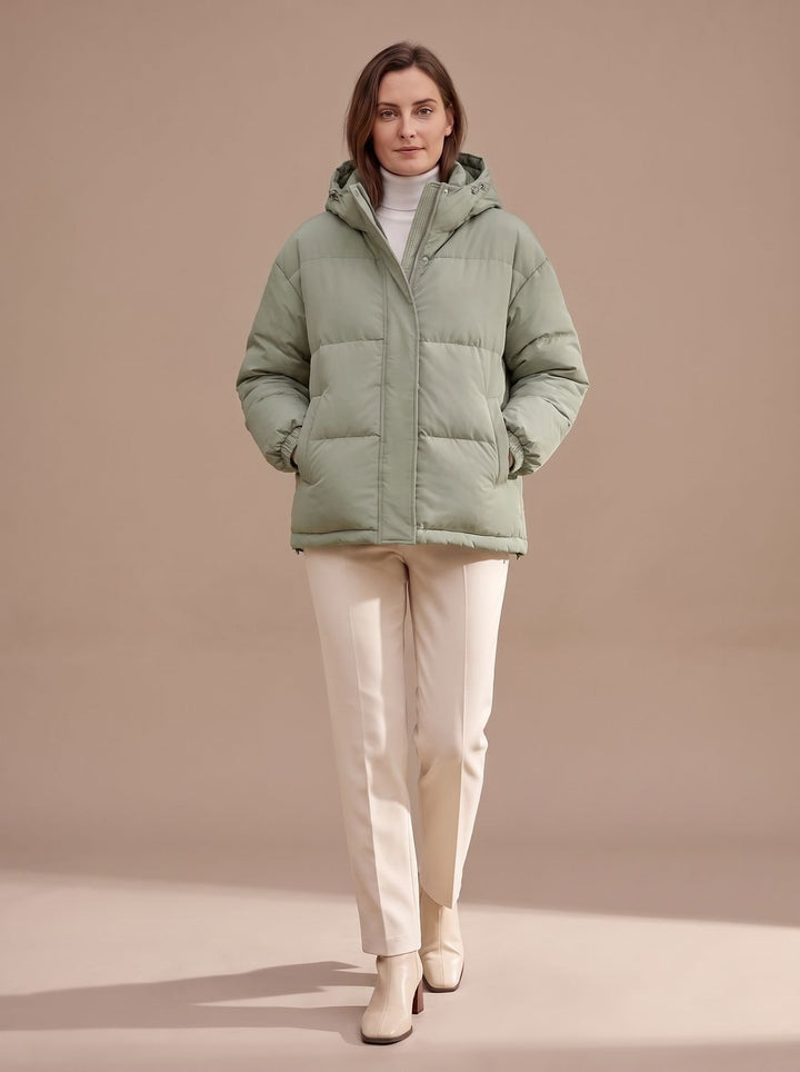 Women's Relaxed-Fit Drop-Shoulder Hooded Puffer Jacket