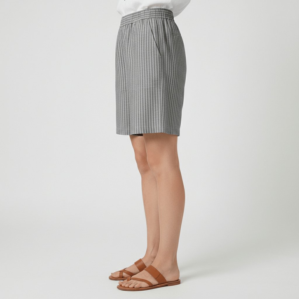 Women's Relaxed-Fit Elastic-Waist Striped Bermuda Shorts