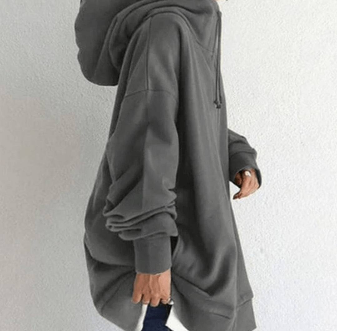 Women's Relaxed-Fit Full-Zip Hooded Sweatshirt Long Hoodie