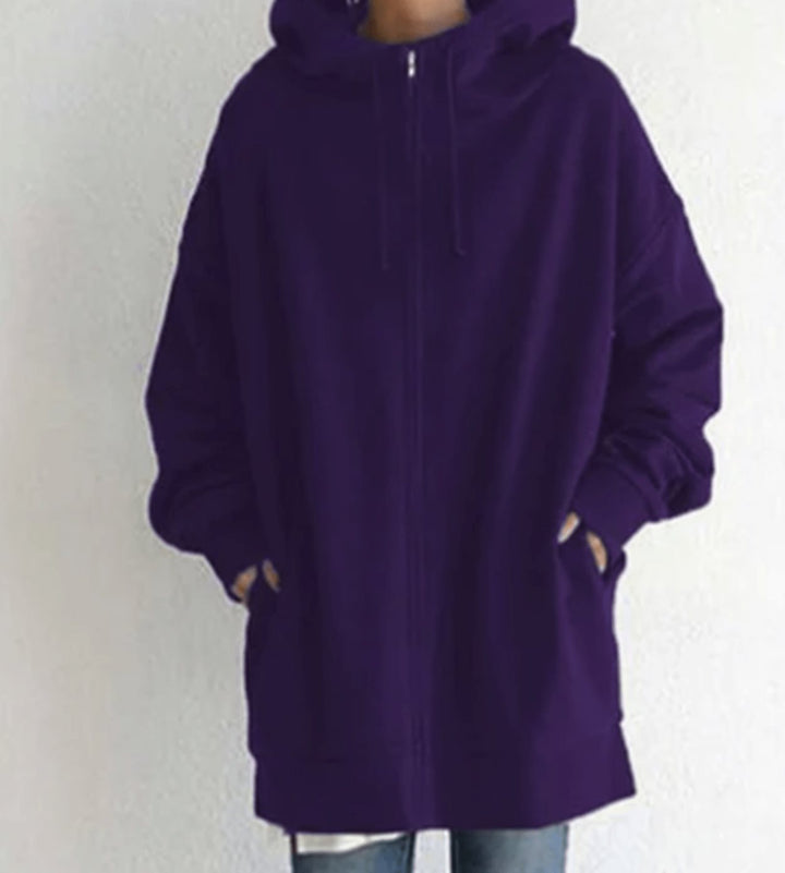 Women's Relaxed-Fit Full-Zip Hooded Sweatshirt Long Hoodie - Purple