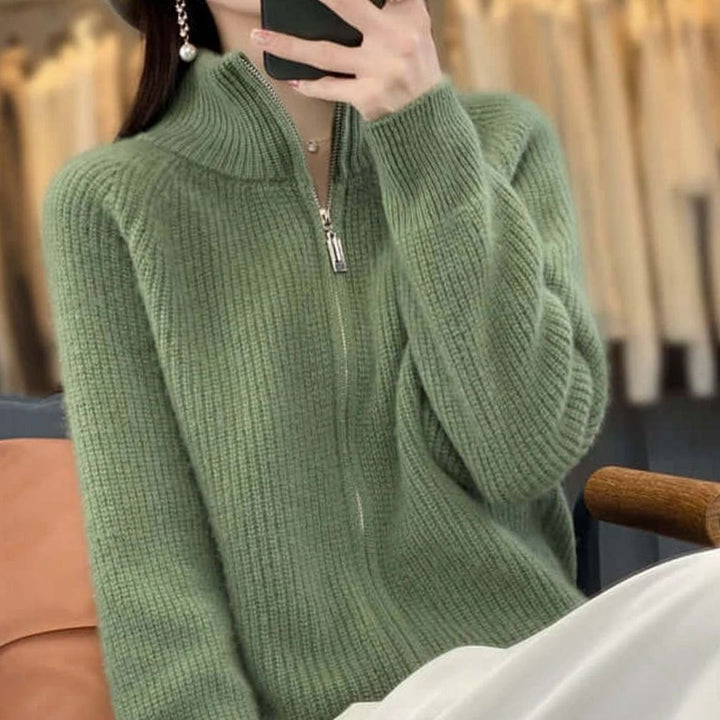 Women's Relaxed-Fit Half-Zip Ribbed Knit Sweater