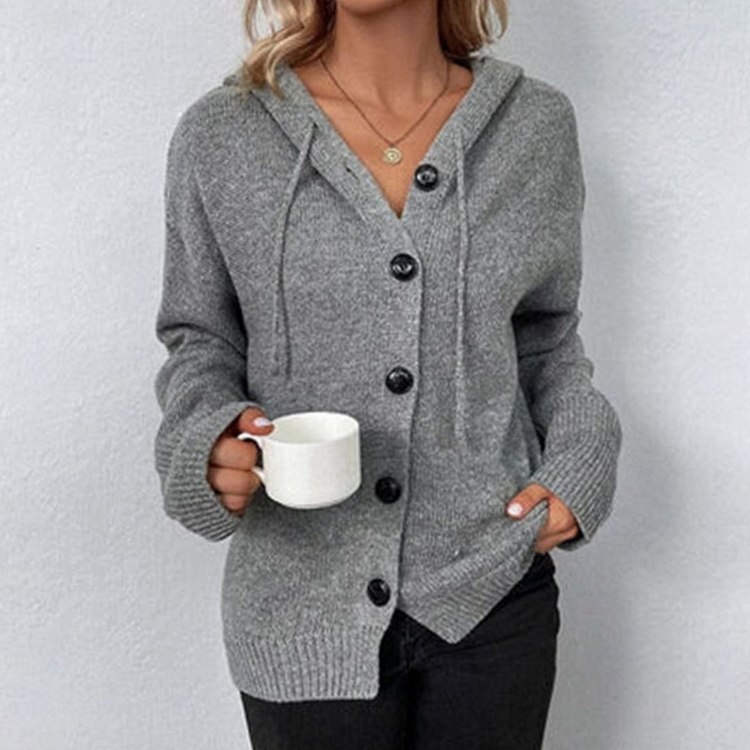 Women's Relaxed-Fit Hooded Knit Button Cardigan