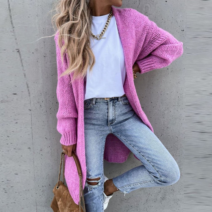 Women's Relaxed-Fit Long Open-Front Cardigan Sweater - Pink