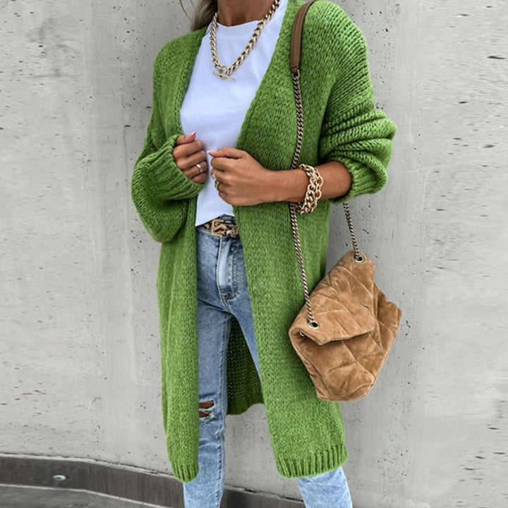 Women's Relaxed-Fit Long Open-Front Cardigan Sweater - Green