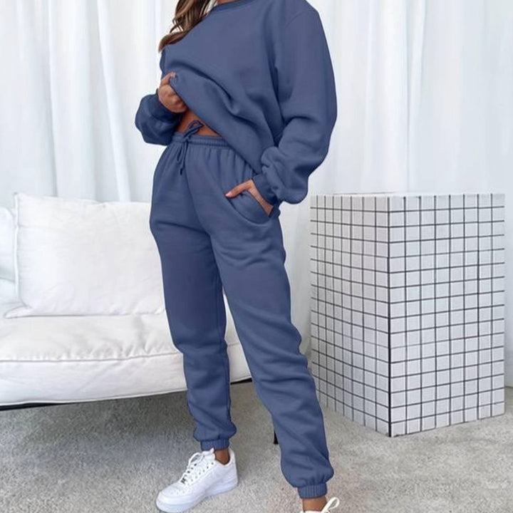 Women's Relaxed-Fit Matching Sweatshirt Jogger Set - Dark Blue