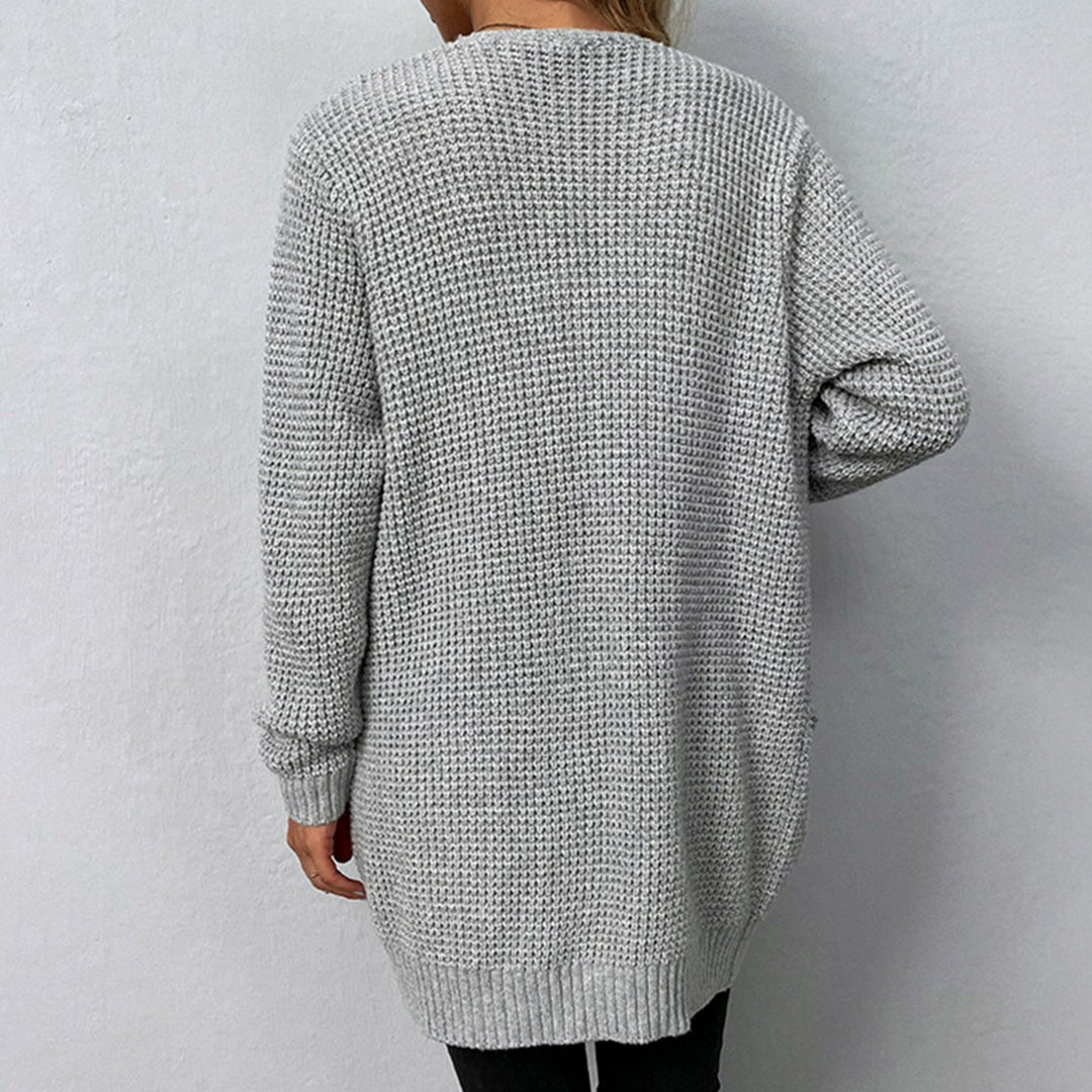 Women's Relaxed-Fit Open-Front Long Pocket Winter Cardigan