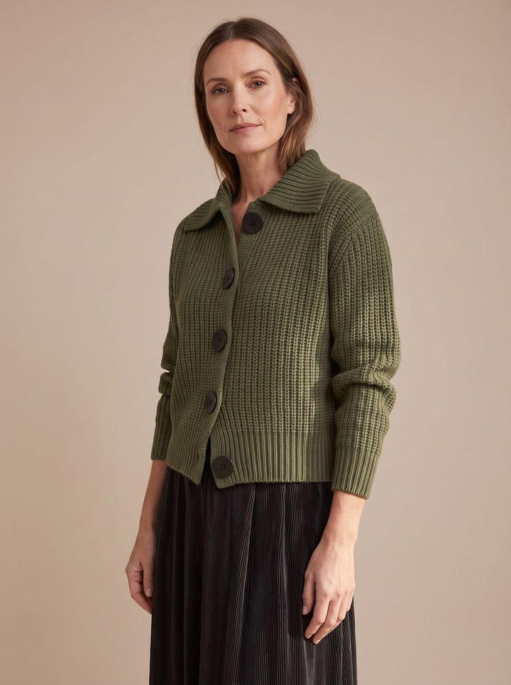Women's Relaxed-Fit Ribbed Knit Folded Collar Pullover Sweater