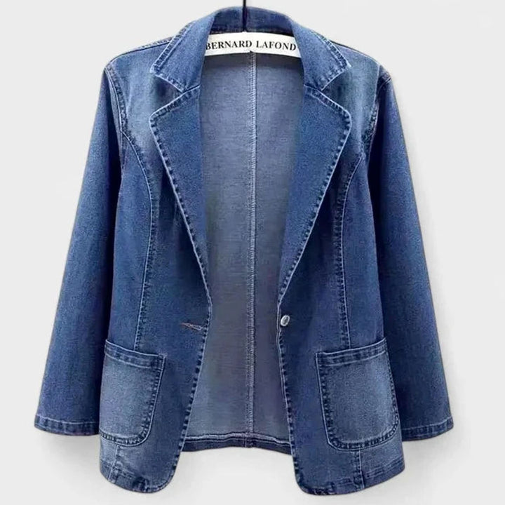 Women's Relaxed-Fit Single-Button Denim Blazer Jacket