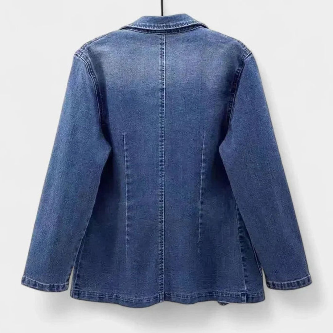 Women's Relaxed-Fit Single-Button Denim Blazer Jacket