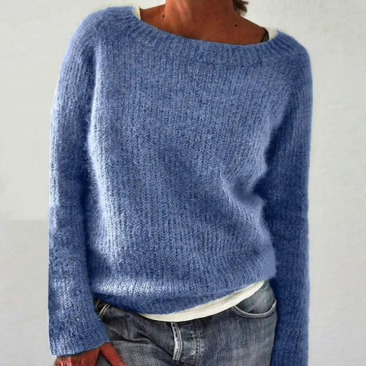Women's Relaxed-Fit Soft Knit Long-Sleeve Pullover Sweater - Light Blue