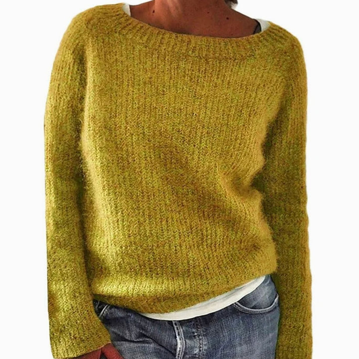 Women's Relaxed-Fit Soft Knit Long-Sleeve Pullover Sweater - Yellow