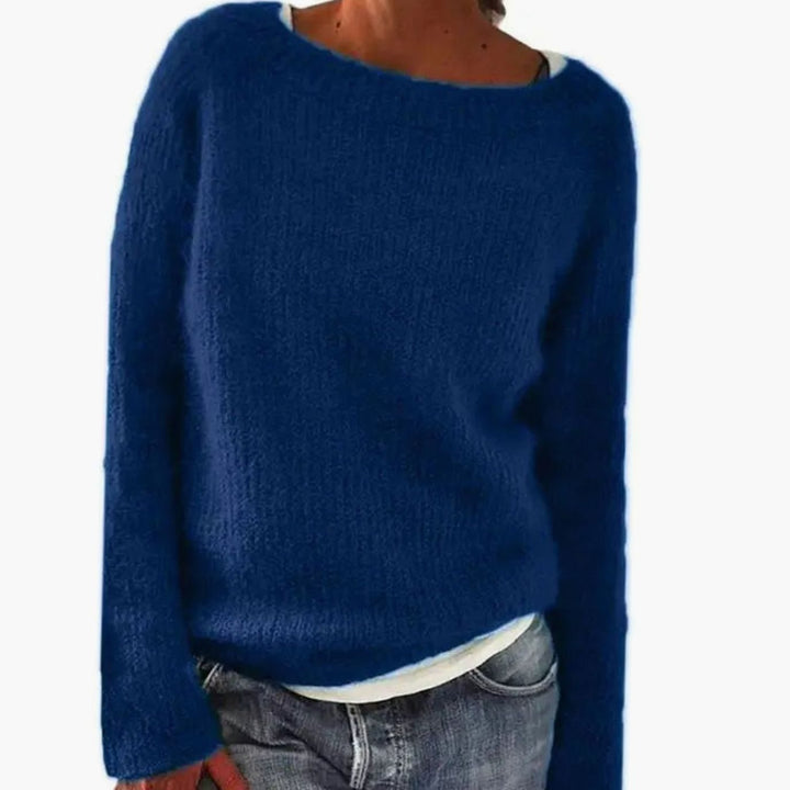 Women's Relaxed-Fit Soft Knit Long-Sleeve Pullover Sweater - Blue