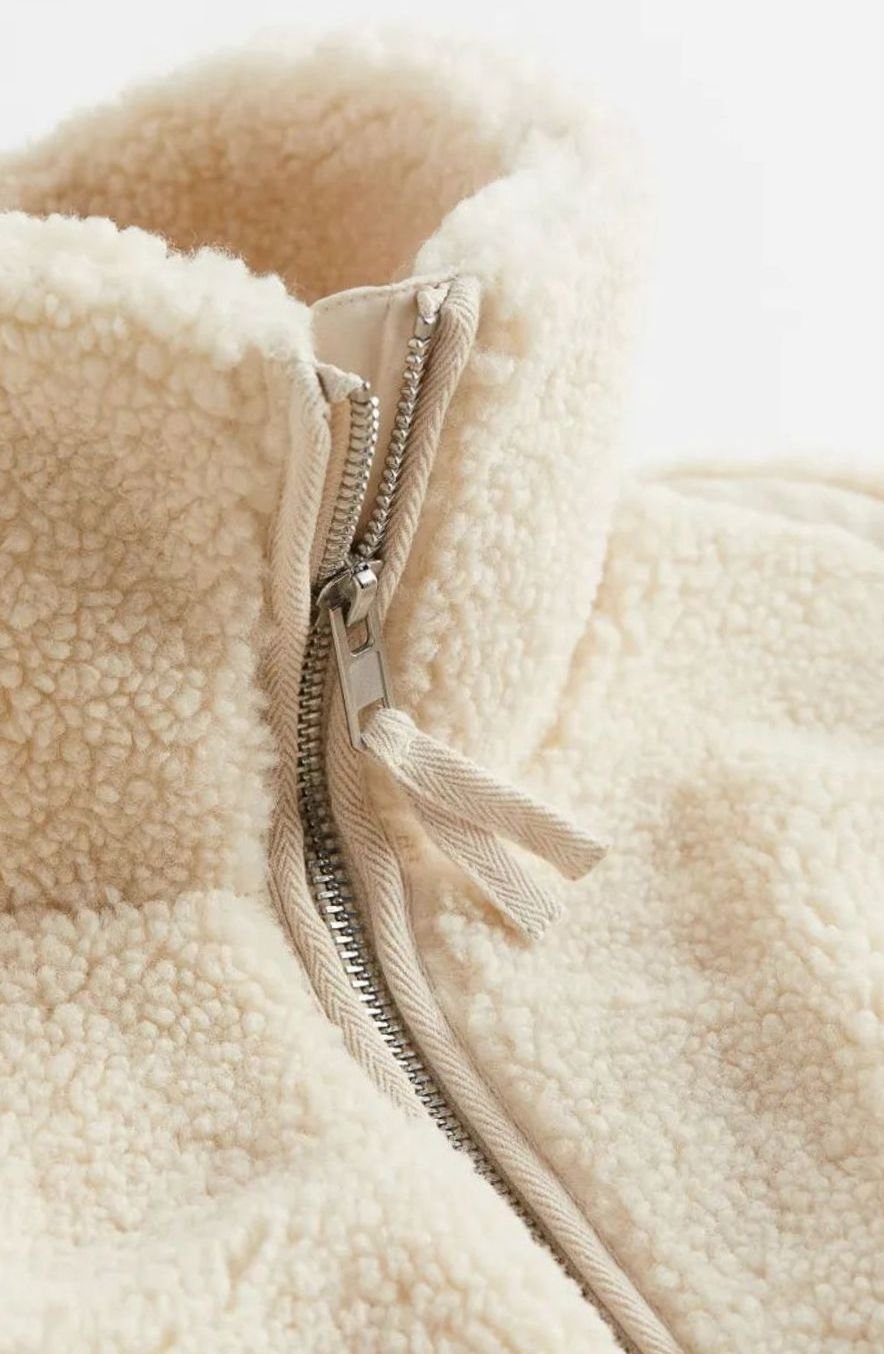 Women's Relaxed-Fit Teddy Zip-Up Fleece Jacket High Neck