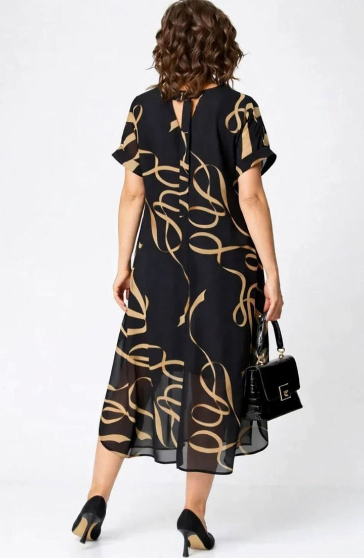 Women's Relaxed-Fit V-Neck Abstract Print Midi Dress