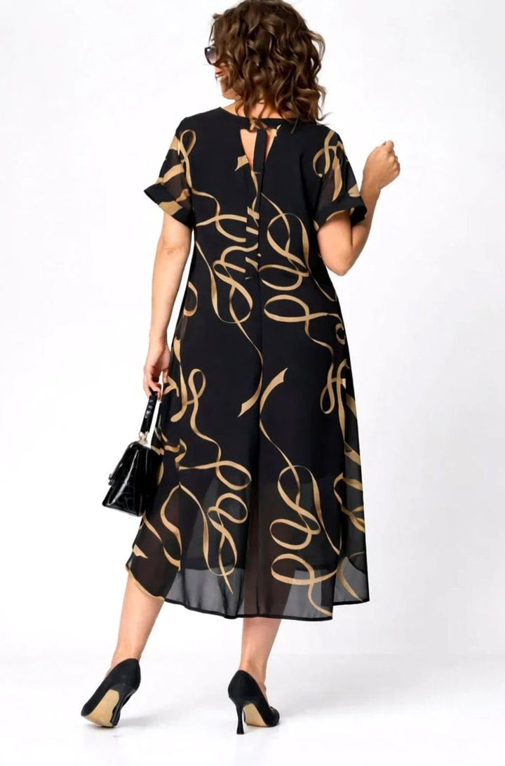Women's Relaxed-Fit V-Neck Abstract Print Midi Dress
