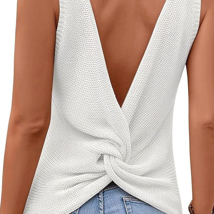 Women's Relaxed-Fit V-Neck Sleeveless Knit Tank Top - White