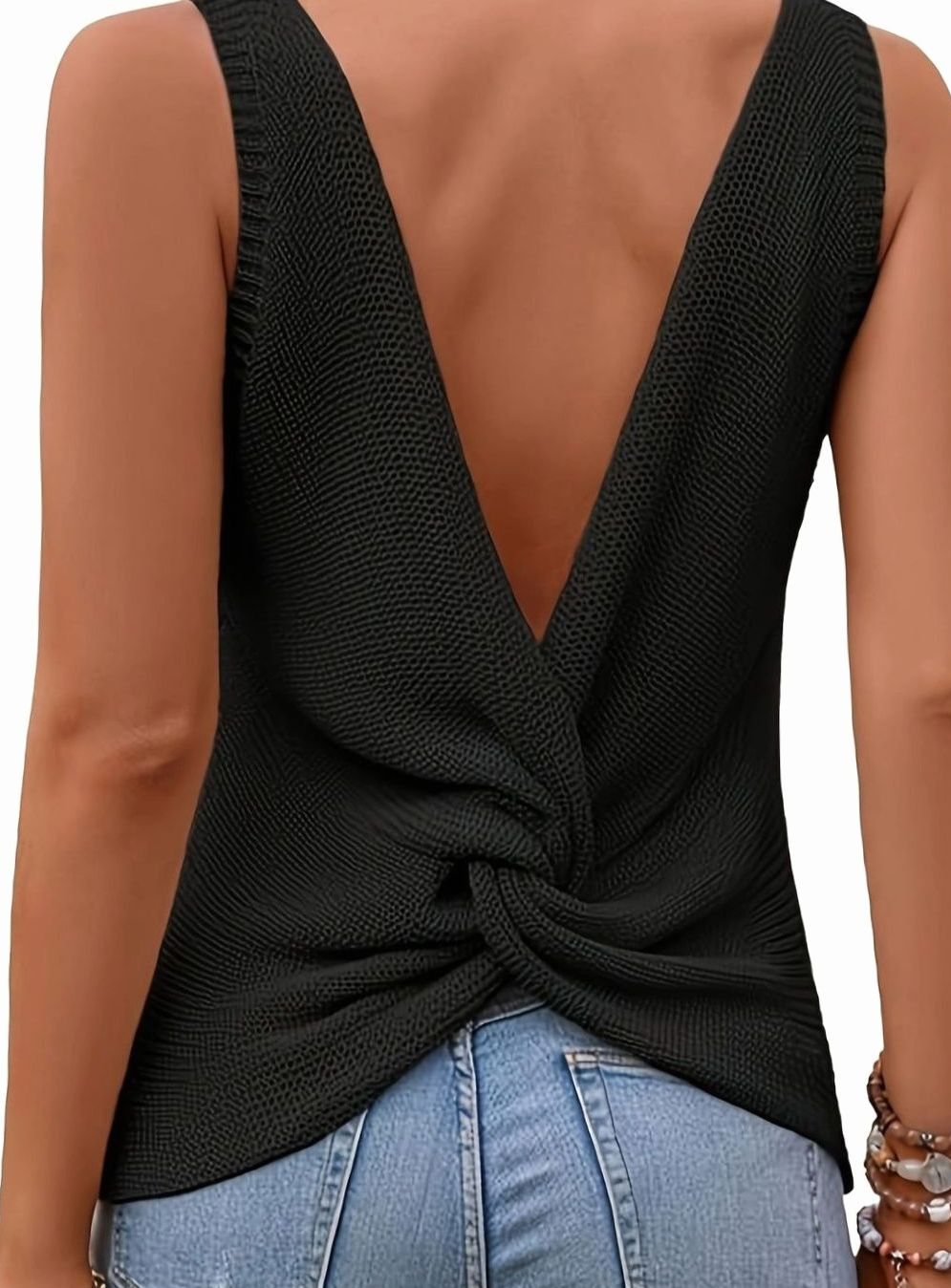 Women's Relaxed-Fit V-Neck Sleeveless Knit Tank Top