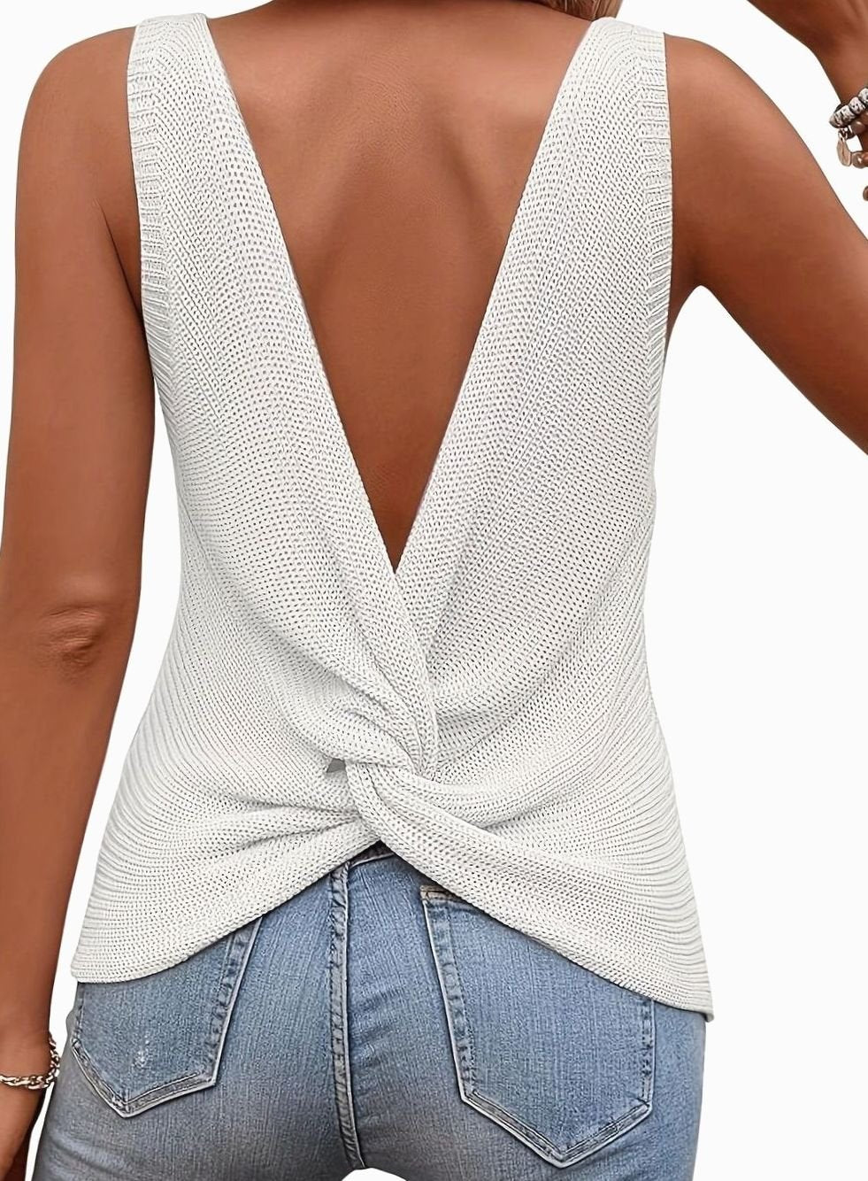 Women's Relaxed-Fit V-Neck Sleeveless Knit Tank Top