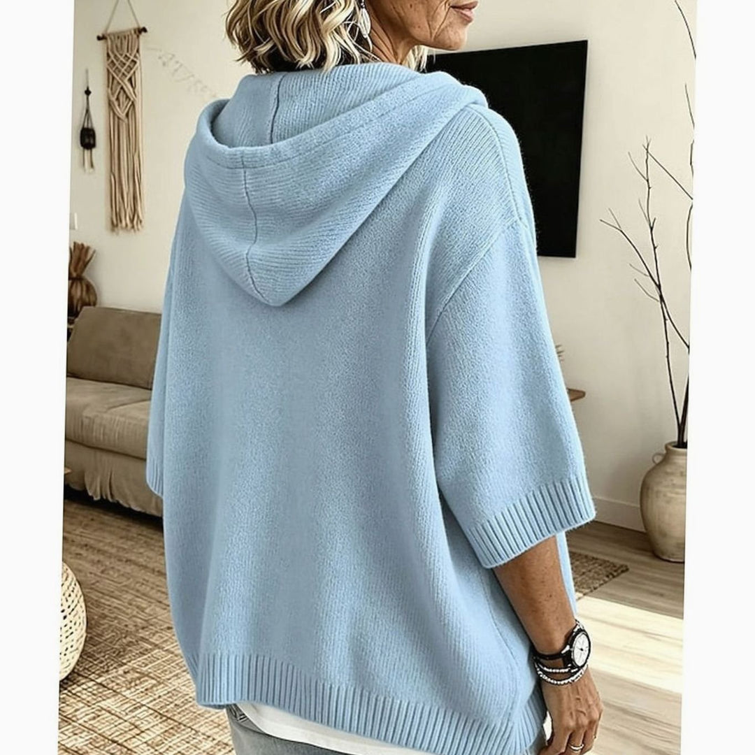 Women's Relaxed Hooded Button-Front Knit Sweater
