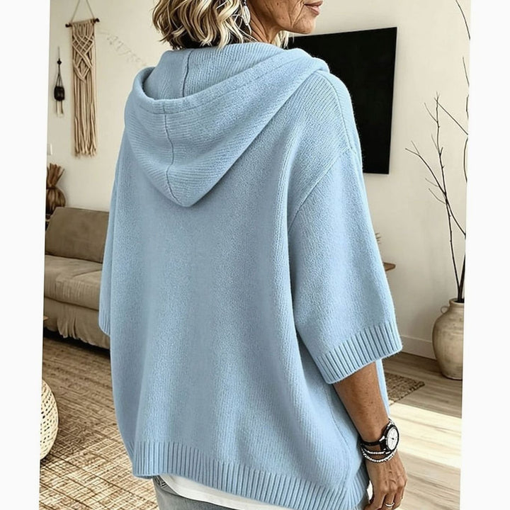 Women's Relaxed Hooded Button-Front Knit Sweater