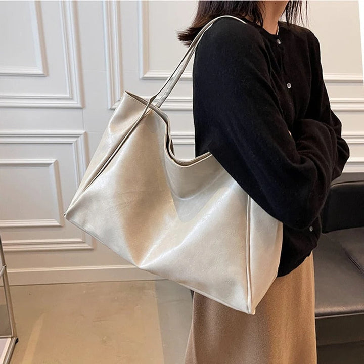 Women's Retro Large-Capacity PU Leather Shoulder Tote Bag