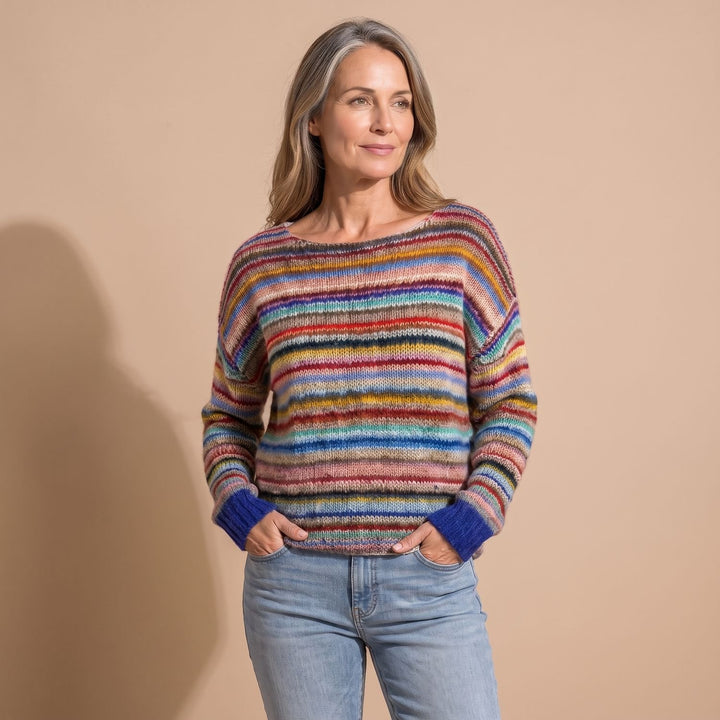 Women's Retro Striped Relaxed-Fit Knitted Sweater
